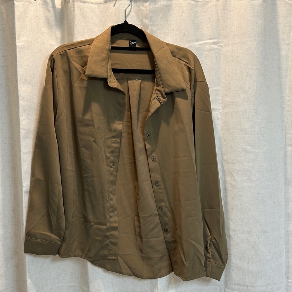 🌼 Mocha Brown Button Up Blouse - Picture 3 of 4